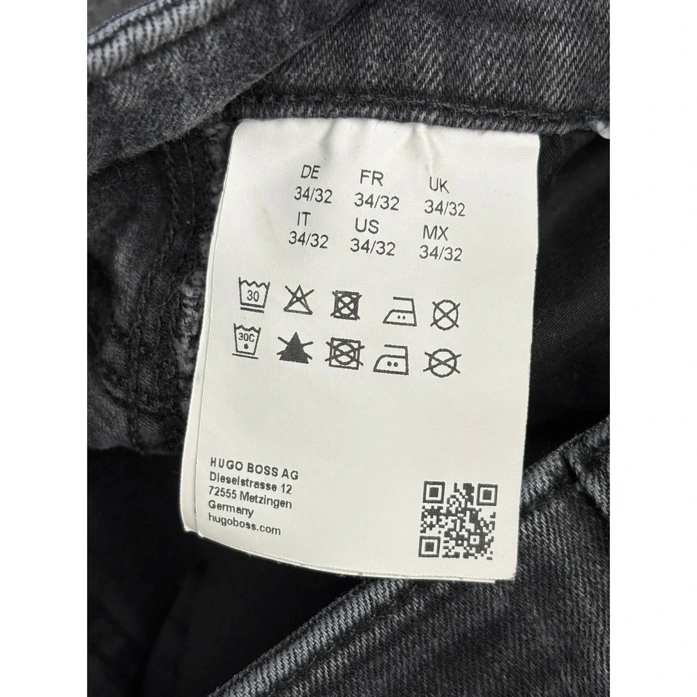Hugo Boss Mens Slim Fit Stretch Jeans Charcoal Gray 34x32 Faded Denim